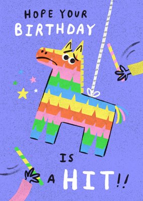 Hope Your Birthday Is A Hit Illustrated Piñata Card