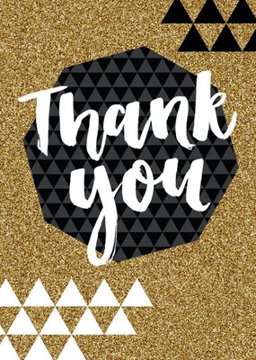 Metallic Gold Glitter Thank You Card