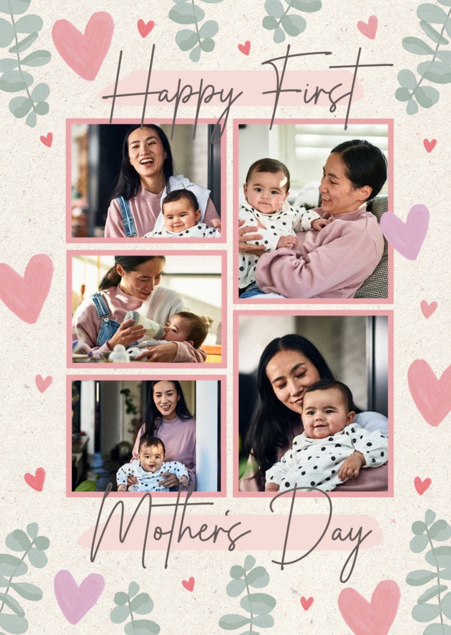 Moonpig Five Photo Frames With Handwritten Typography First Mother's Day Photo Upload Card