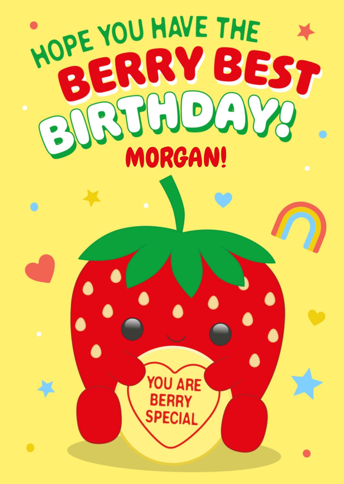 Swizzels Love Hearts Have The Berry Best Birthday Illustrated Strawberry Character Card