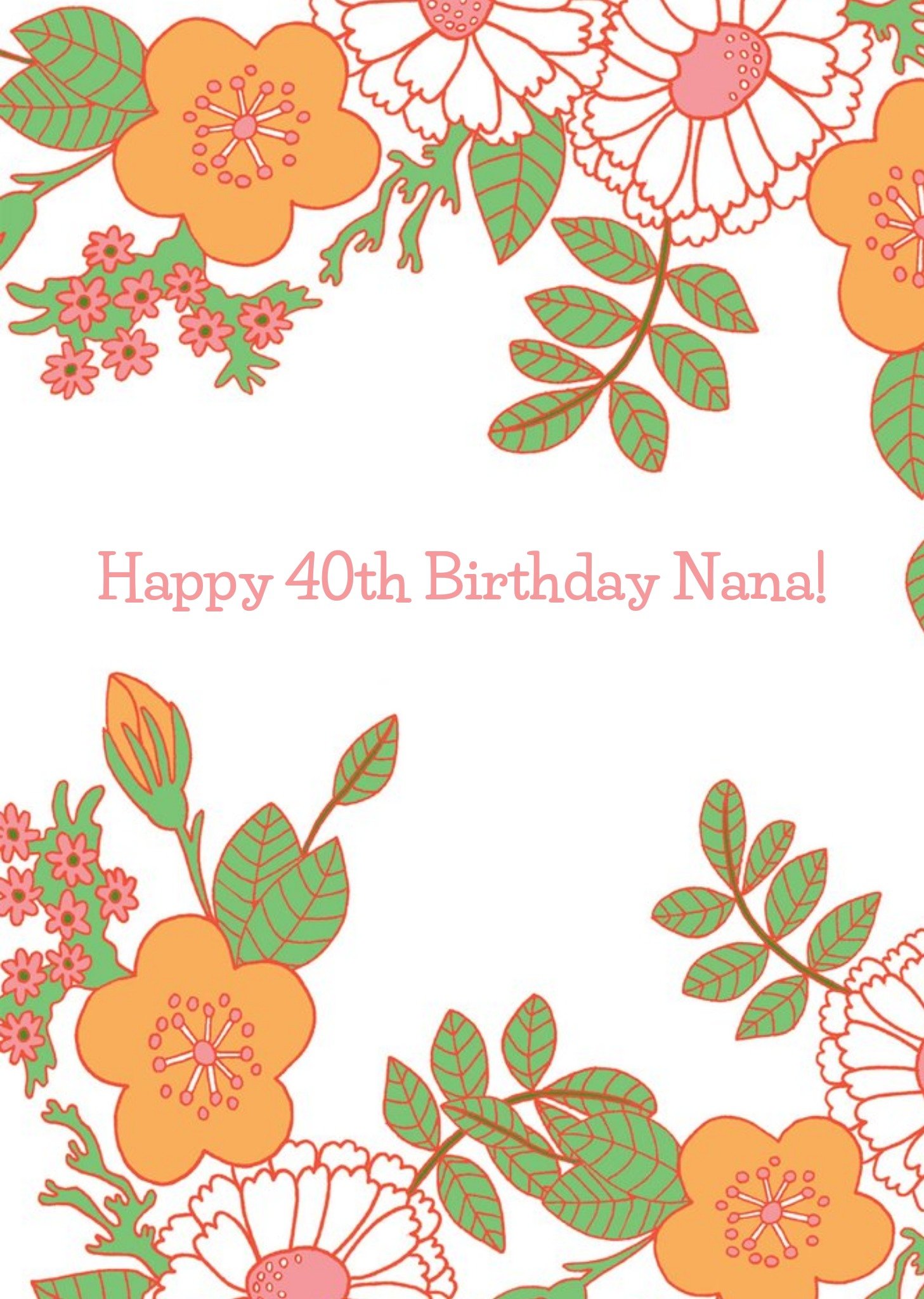Moonpig Decorative Floral Illustration 40th Birthday Card