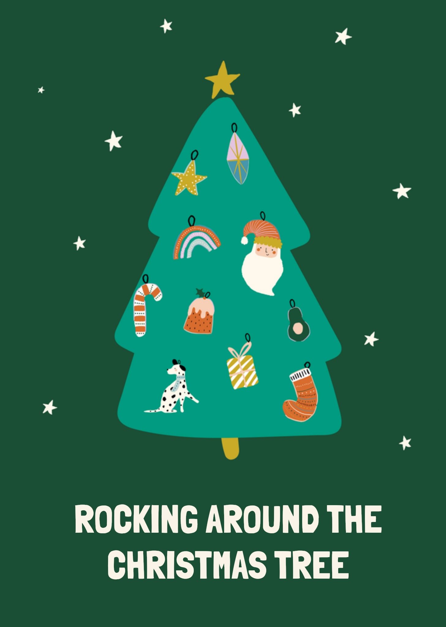 Moonpig Rocking Around The Christmas Tree Christmas Card