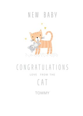 Cute Illustrative Cat New Baby Card