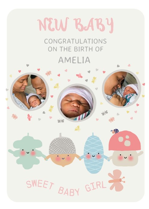 Little Acorns Photo Upload Congratulations New Baby Girl Card