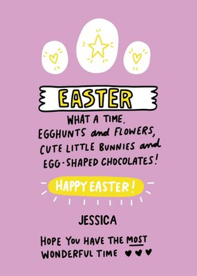 Angela Chick Egghunts Bunnies Flowers Chocolates Happy Easter Card