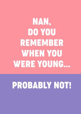 Scribbler Nan Do You Remember When You Were Young Birthday Card