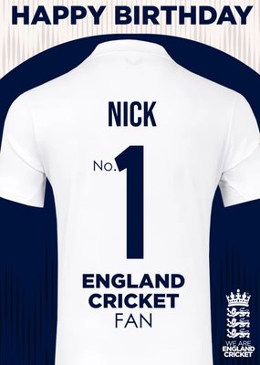 England Cricket Happy Birthday Number 1 Fan Shirt Card