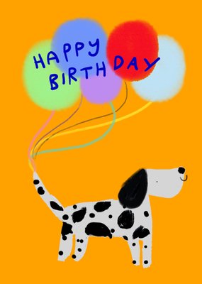 Eleanor Bowmer Hand Drawn Dalmatian With Balloons Birthday Card