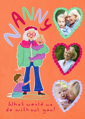 Nanny & Grandchildren Illustrated Photo Upload Mother's Day Card