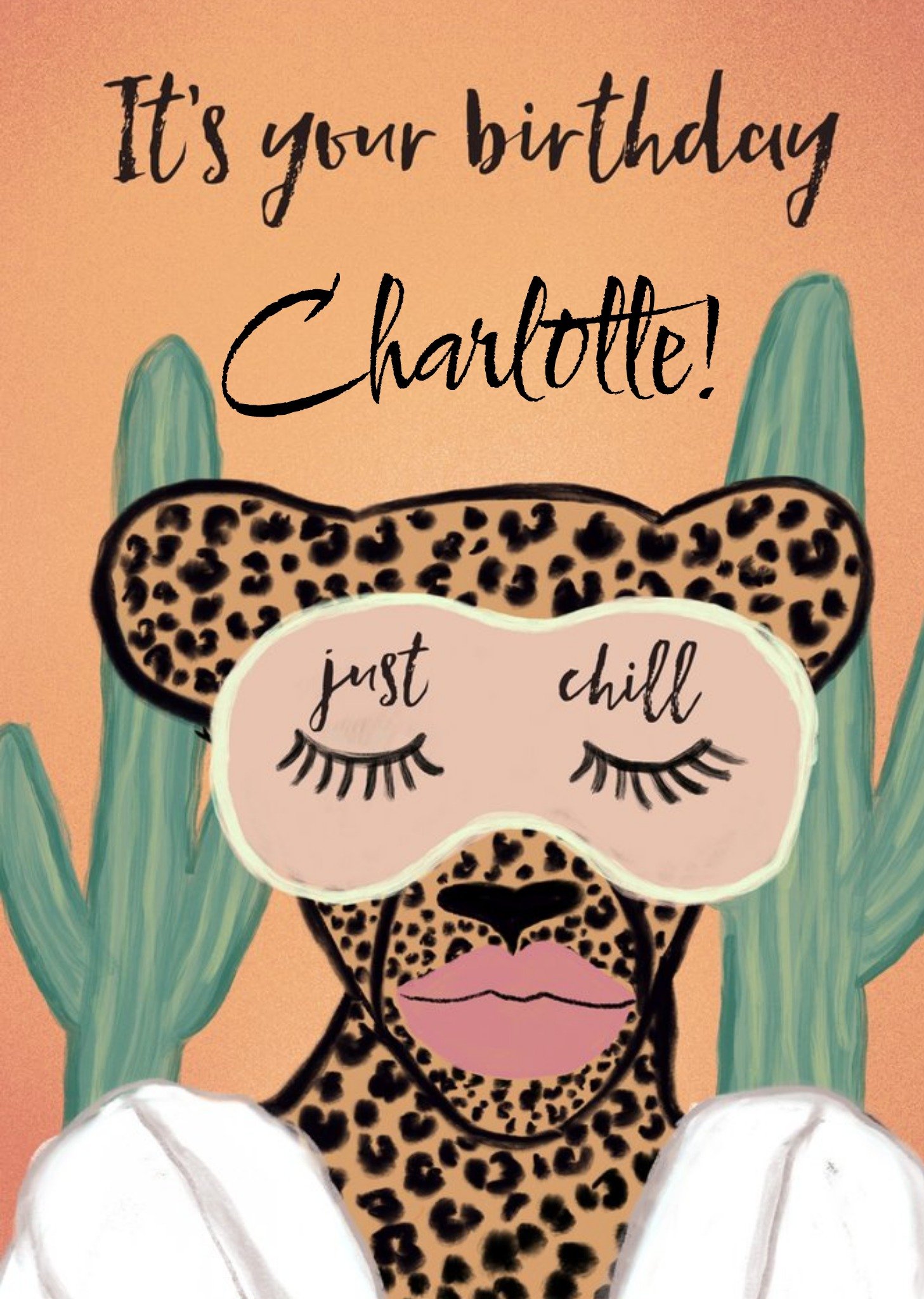 Moonpig Modern Personalised Kendra Dandy Tiger And Cactus Card