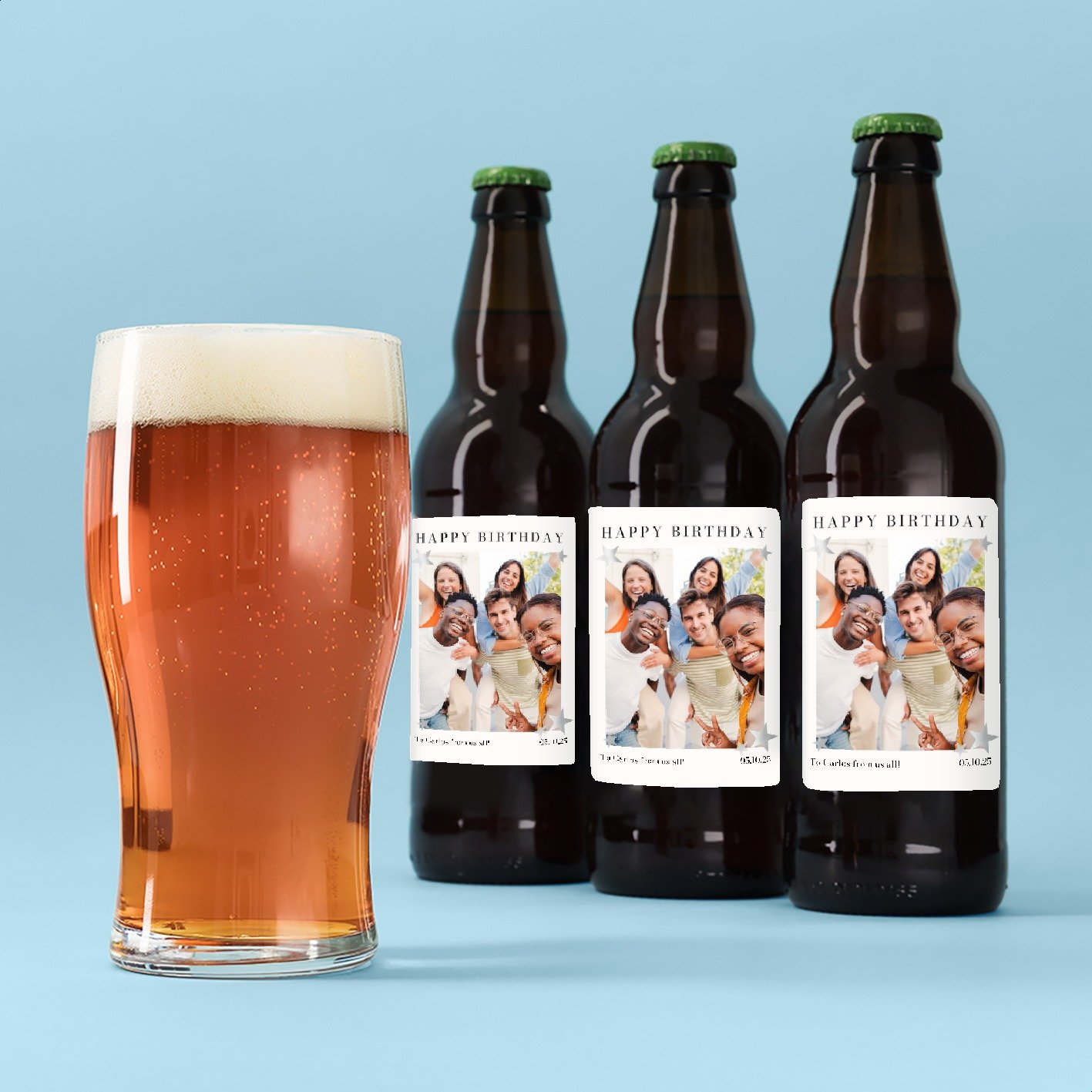 Hogs Back Personalised Photo Happy Birthday Beer Trio 3X500Ml
