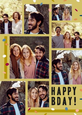 Fun Confetti Photo Upload Birthday Card