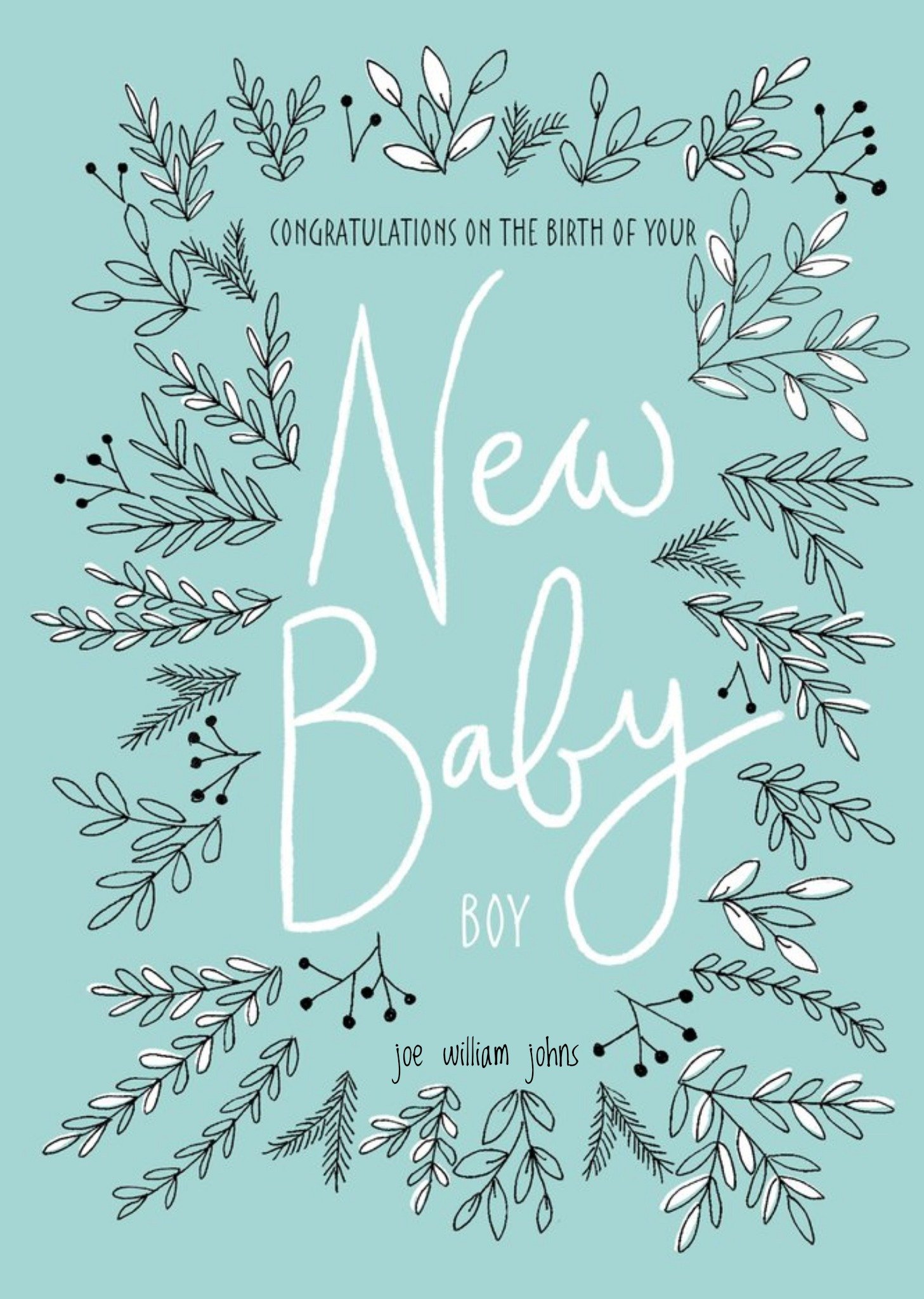 Moonpig New Baby Boy Botany Personalised Text Card