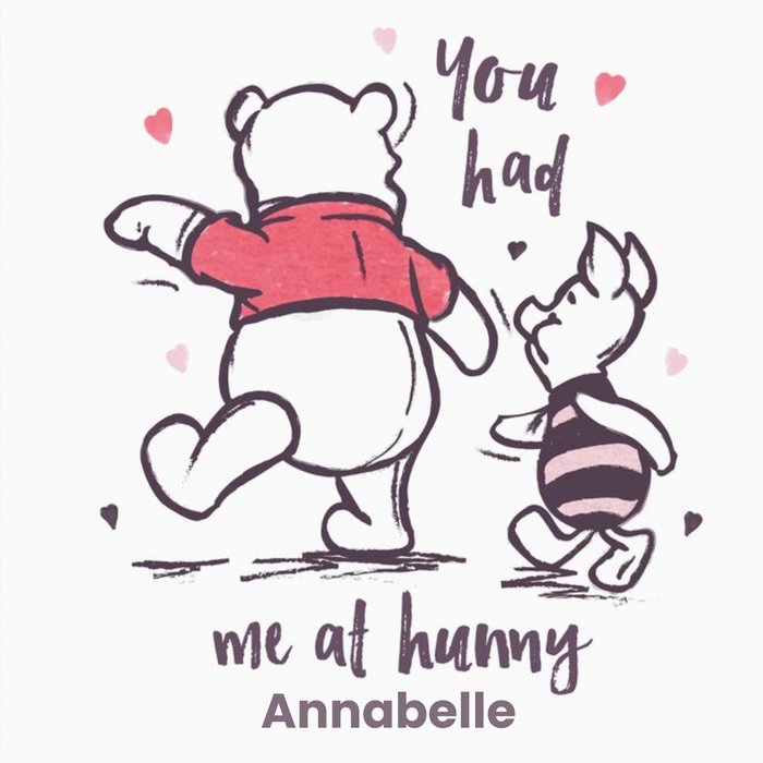 Disney Winnie The Pooh Hunny Personalised Valentines Card