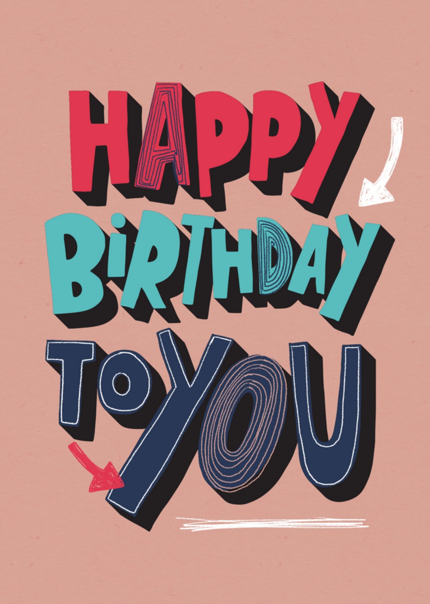 Moonpig Electric Letters Happy Birthday To You Typography Birthday Card, Large