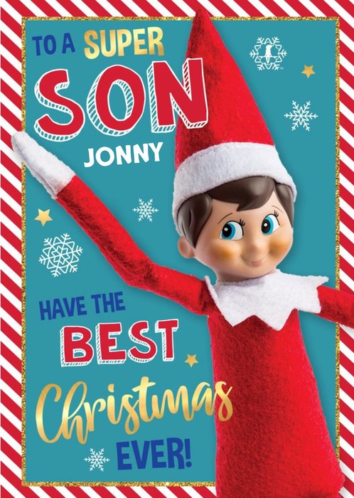 Elf On The Shelf To a Super Son Christmas Card