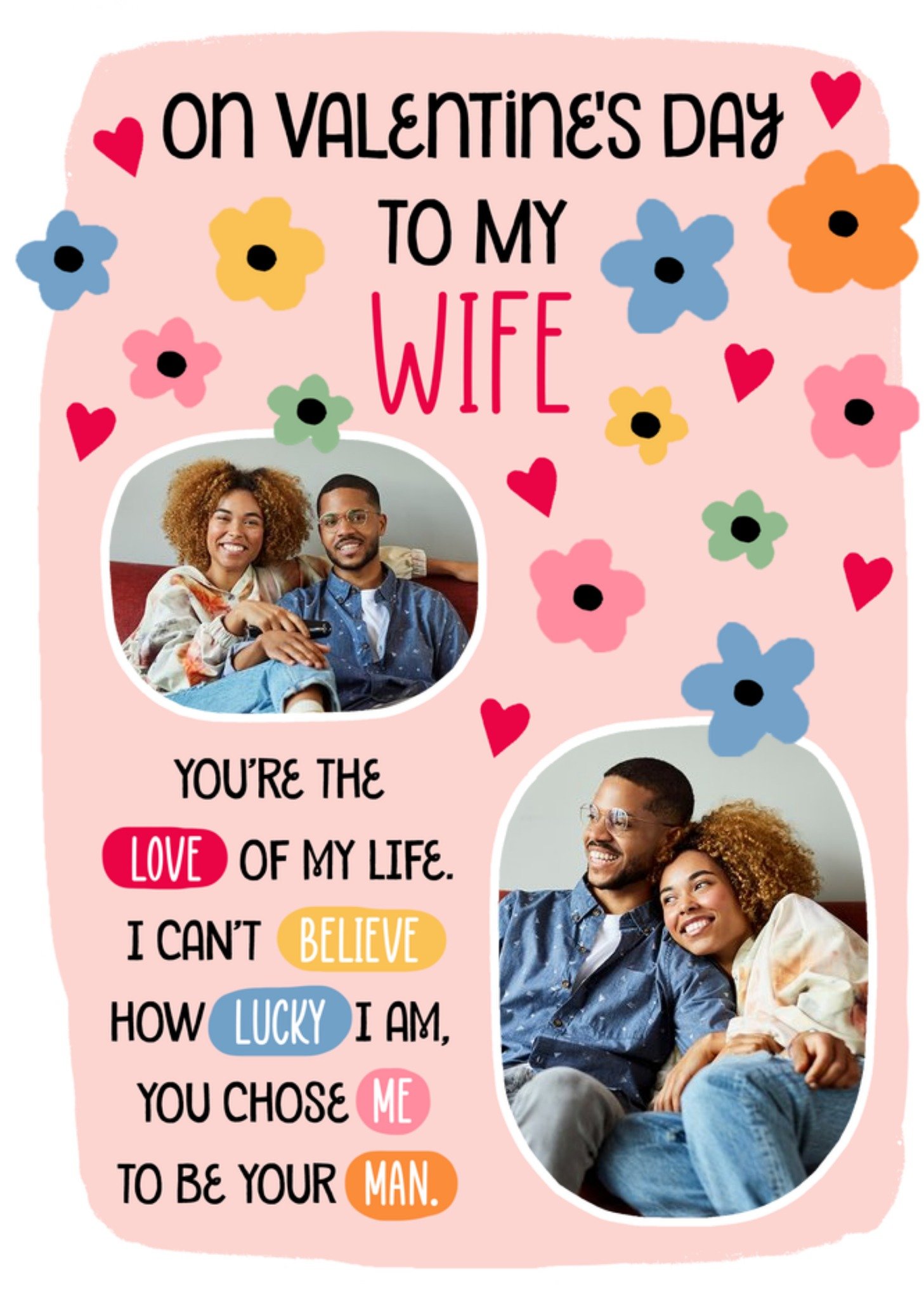 Moonpig Paper Planes Floral Wife Photo Upload Valentine's Day Card