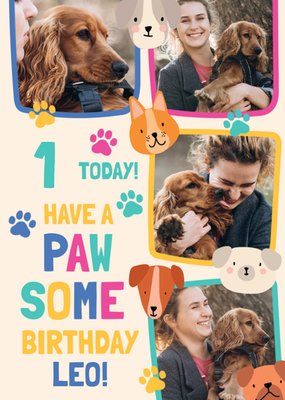Pawesome Photo Upload Dogs Birthday Card