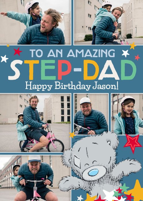 Tatty Teddy To An Amazing Step-Dad Happy Birthday  Editable and Photo Upload Card