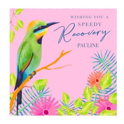 Illustration Of A Colourful Bird Perched On A Branch Get Well Card