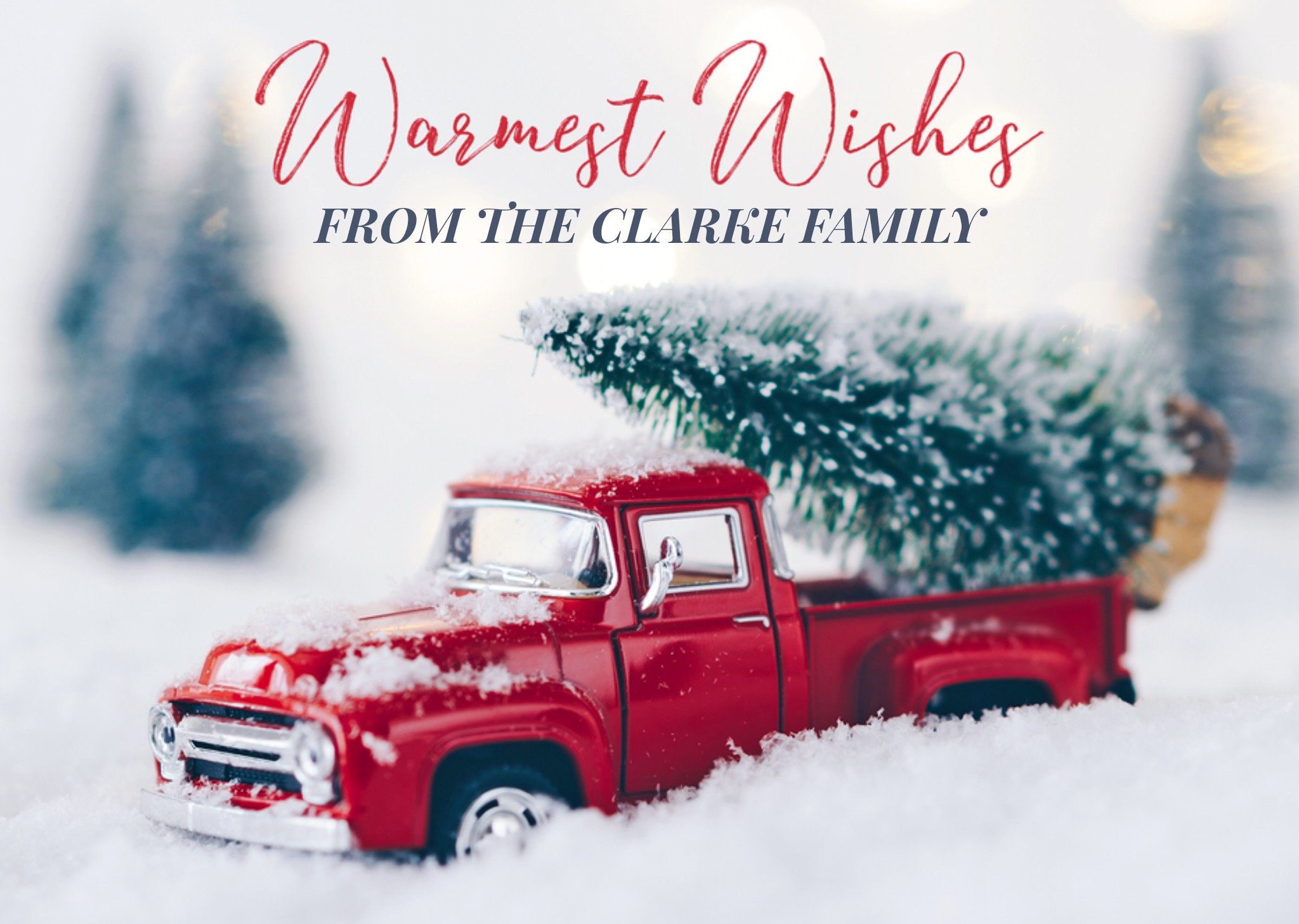 Moonpig Warm Festive Christmas Tree On The Back Of A Truck Greetings Christmas Card