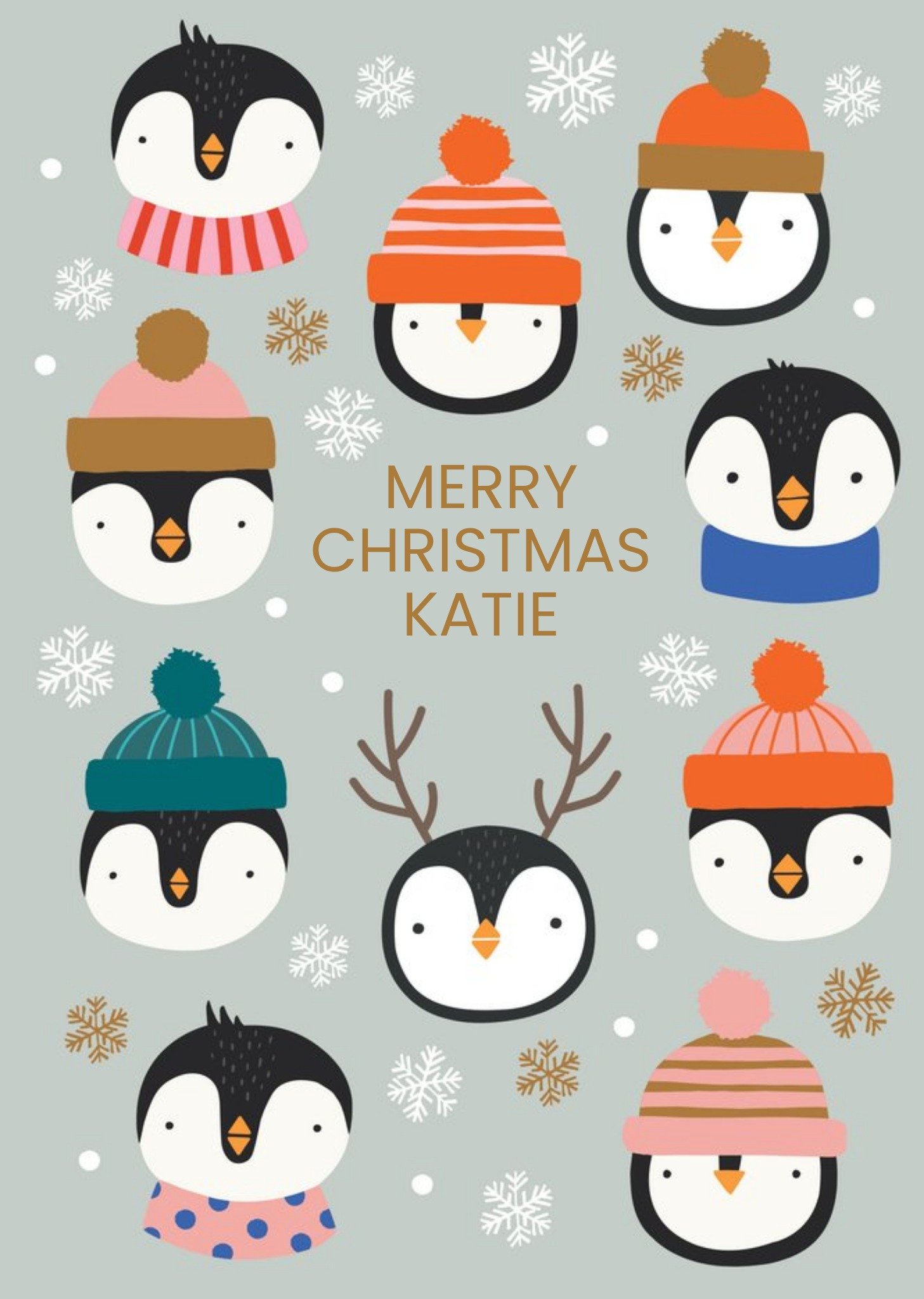 Moonpig Cute Penguin Pattern Illustration Merry Christmas Card