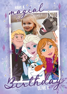 Disney Frozen Characters Have A Magical Birthday Photo Upload Card