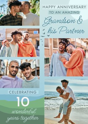 To An Amazing Grandson And His Partner 10th Anniversary Photo Upload Card