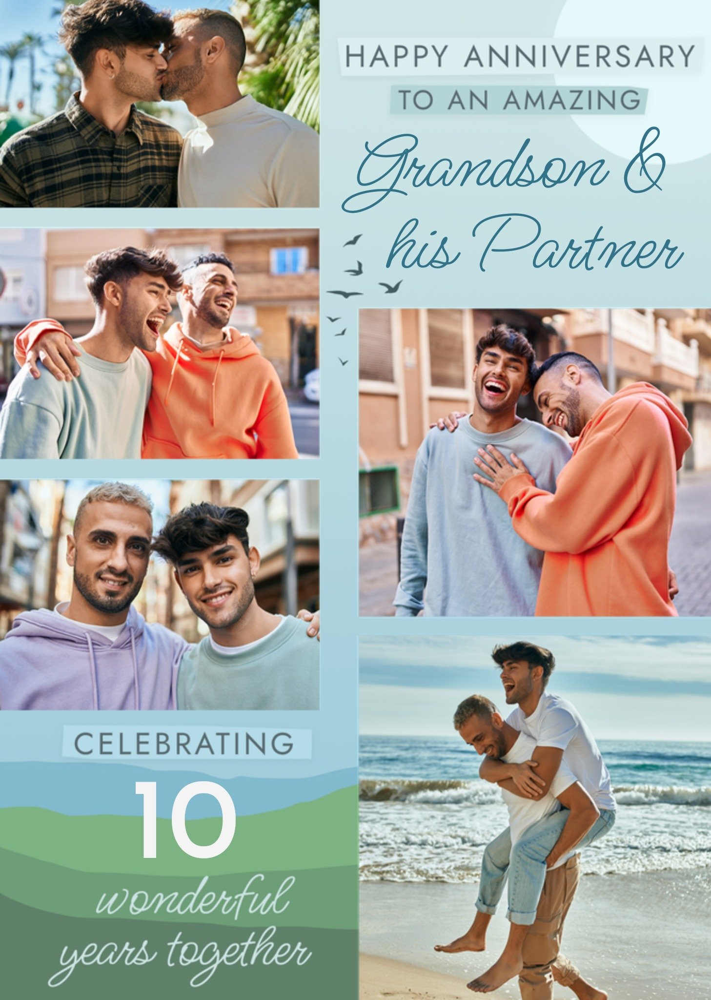 Moonpig To An Amazing Grandson And His Partner 10th Anniversary Photo Upload Card
