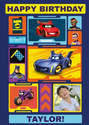 Warner Bros Batwheels Characters Photo Upload Birthday Card