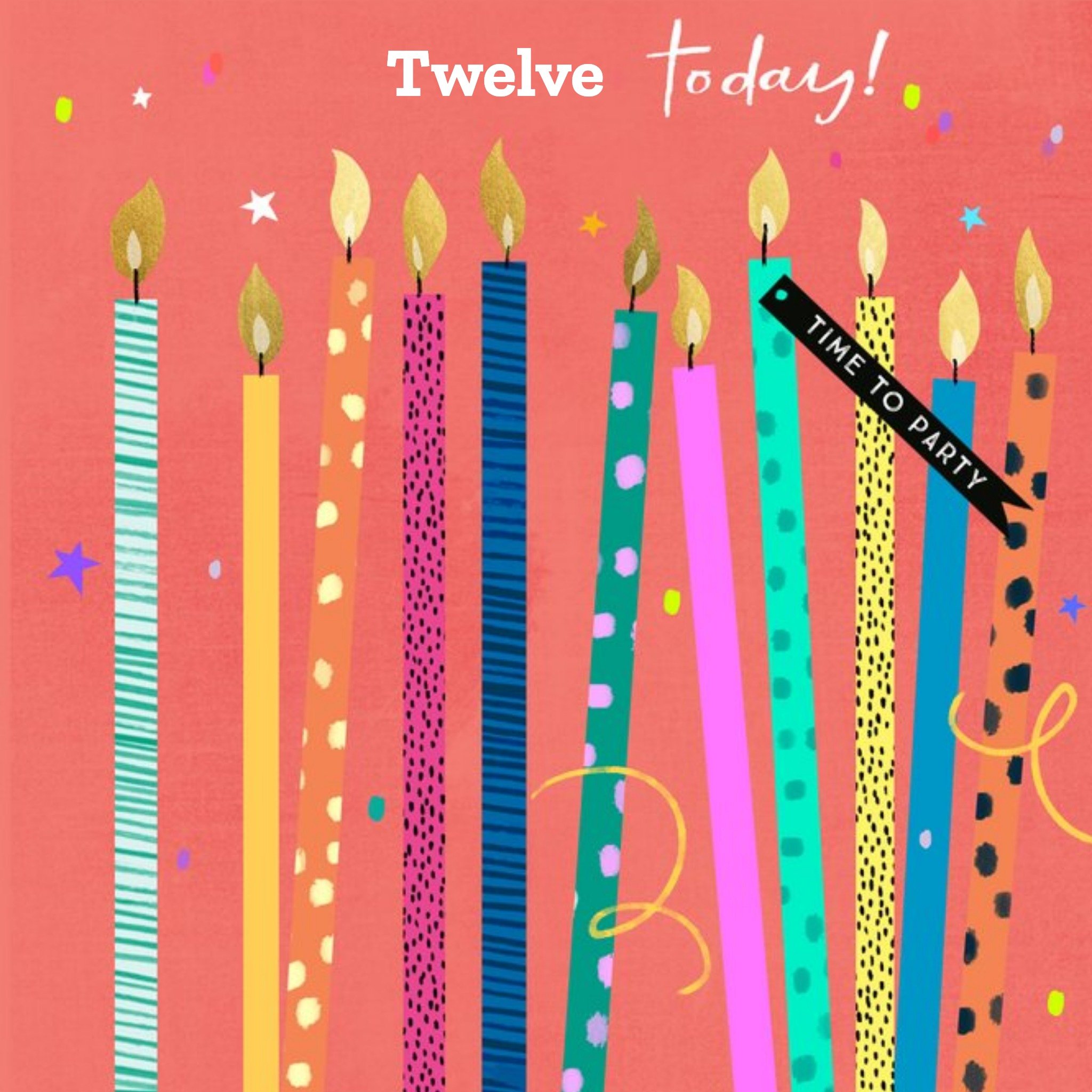 Moonpig Modern Fun Design Birthday Cake Candles Time To Party Birthday Card