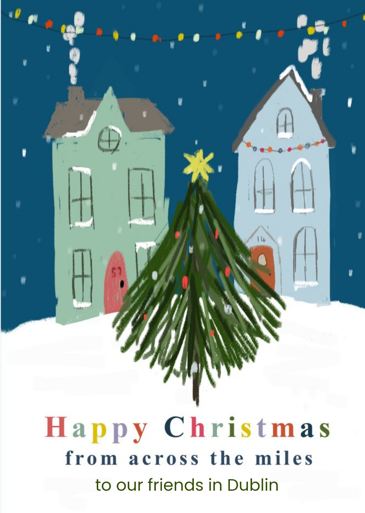 Moonpig Happy Christmas From Across The Miles Illustrated Card