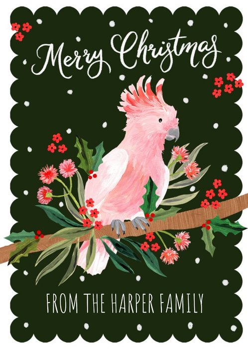 Okey Dokey Design Artistic Illustration Cockatoo Australia Christmas Card