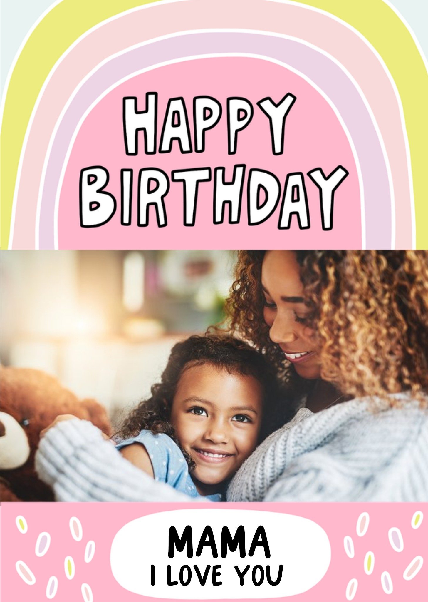 Moonpig Fun Pink And Yellow Rainbow Mama Photo Upload Birthday Card