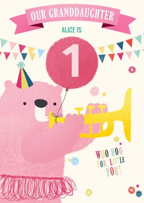 Cute illustrative typographic Granddaughter Birthday Card  