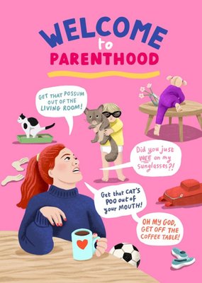 Funny Welcome To Parenthood Illustrated New Baby Card