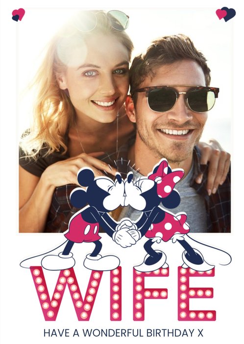 Disney Mickey And Minnie Wonderful Birthday Photo Card For Wife