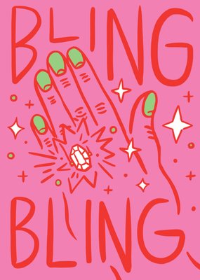 Bling Bling Ring On Hand Illustrated Engagement Card