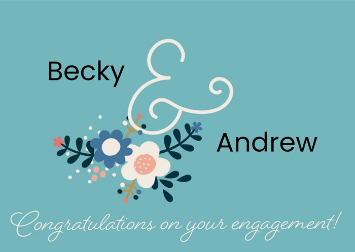 Neil Clark Design Typographic Floral Engagement Card