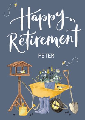 Garden Themed Illustration Happy Retirement Card