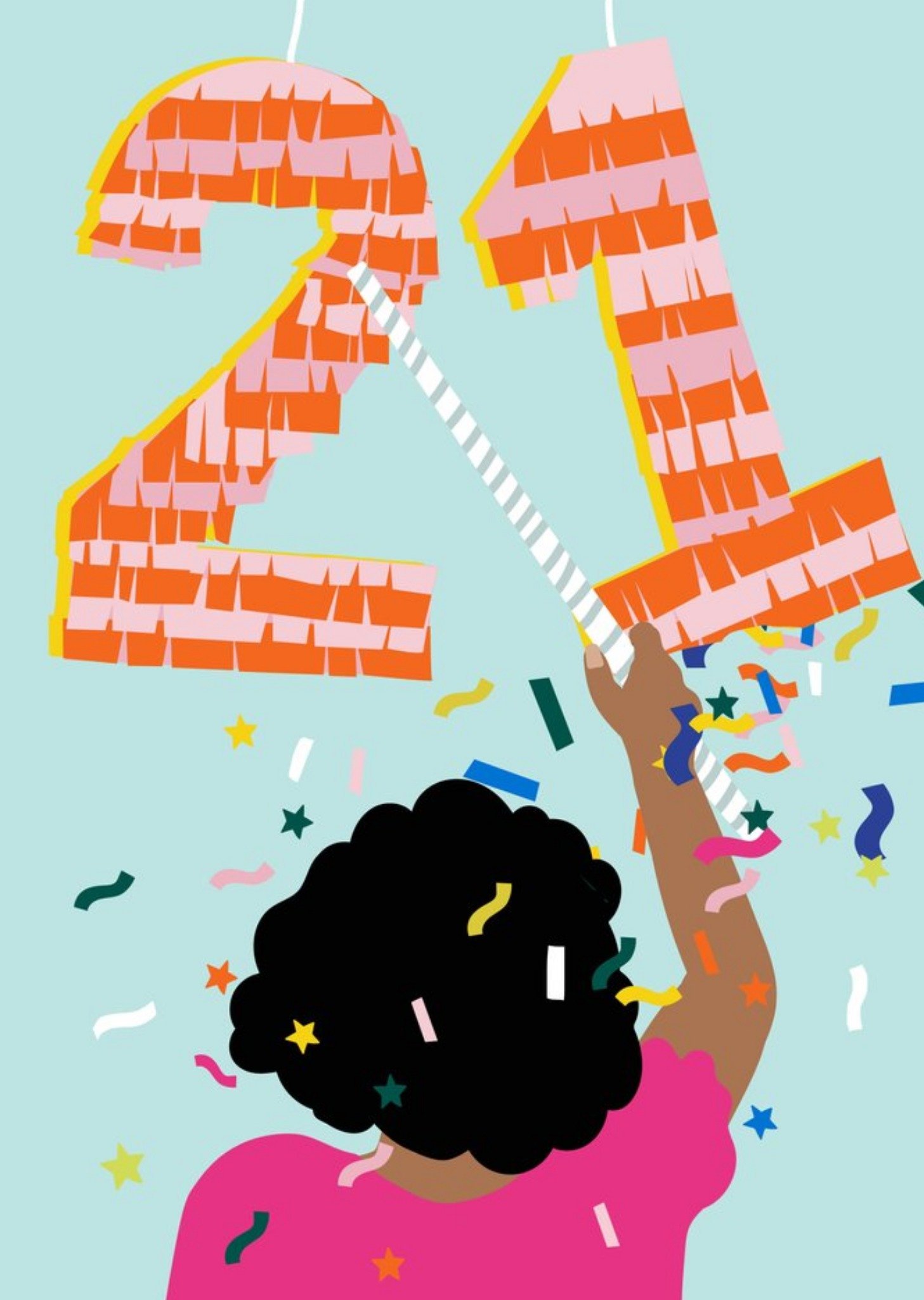 Moonpig Illustrated Modern 21st Pinata Birthday Card