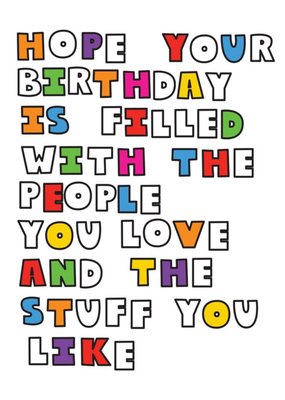 Colourful Typography On A White Background Birthday Card