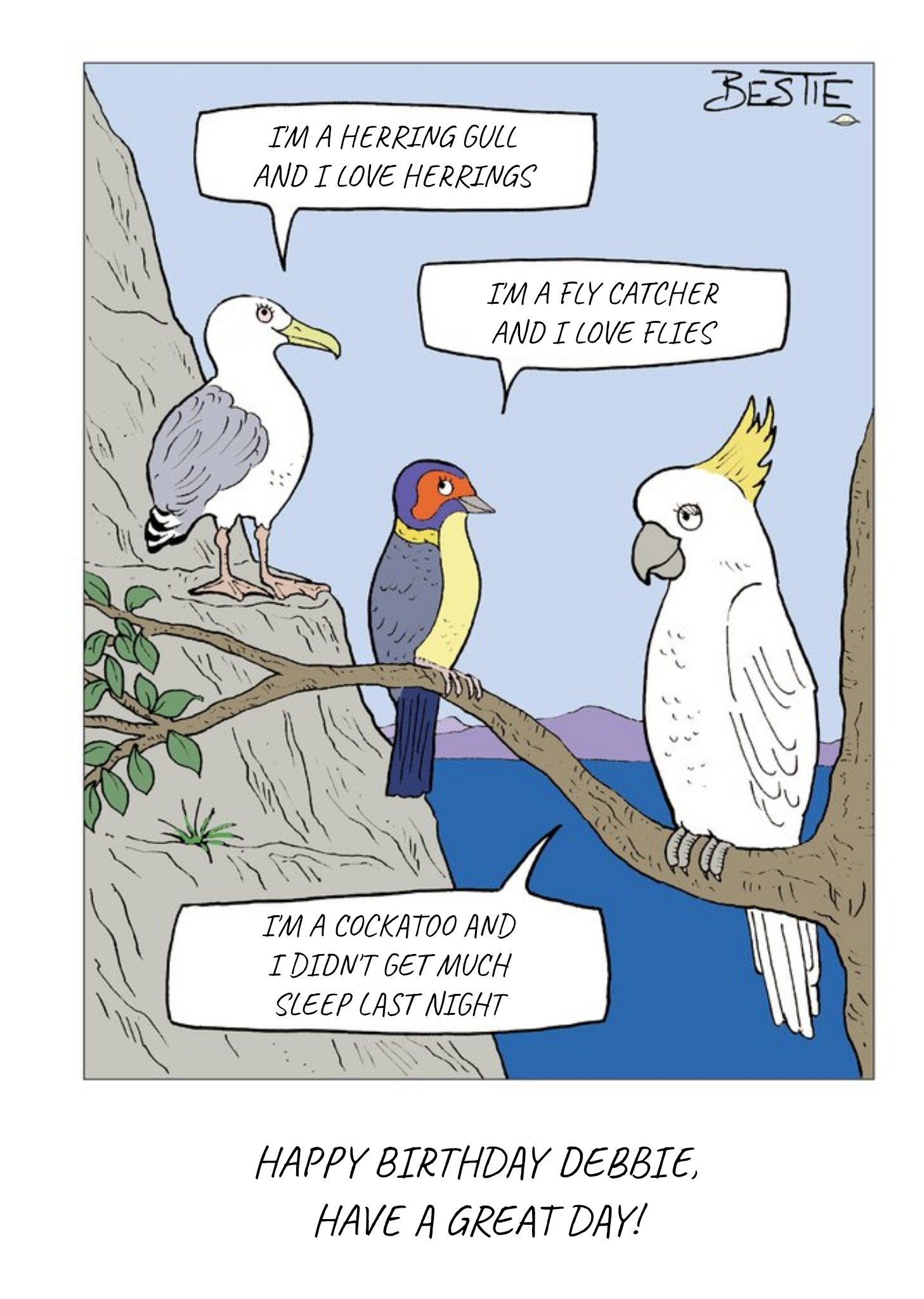 Moonpig Bird Chatter Cartoon Card