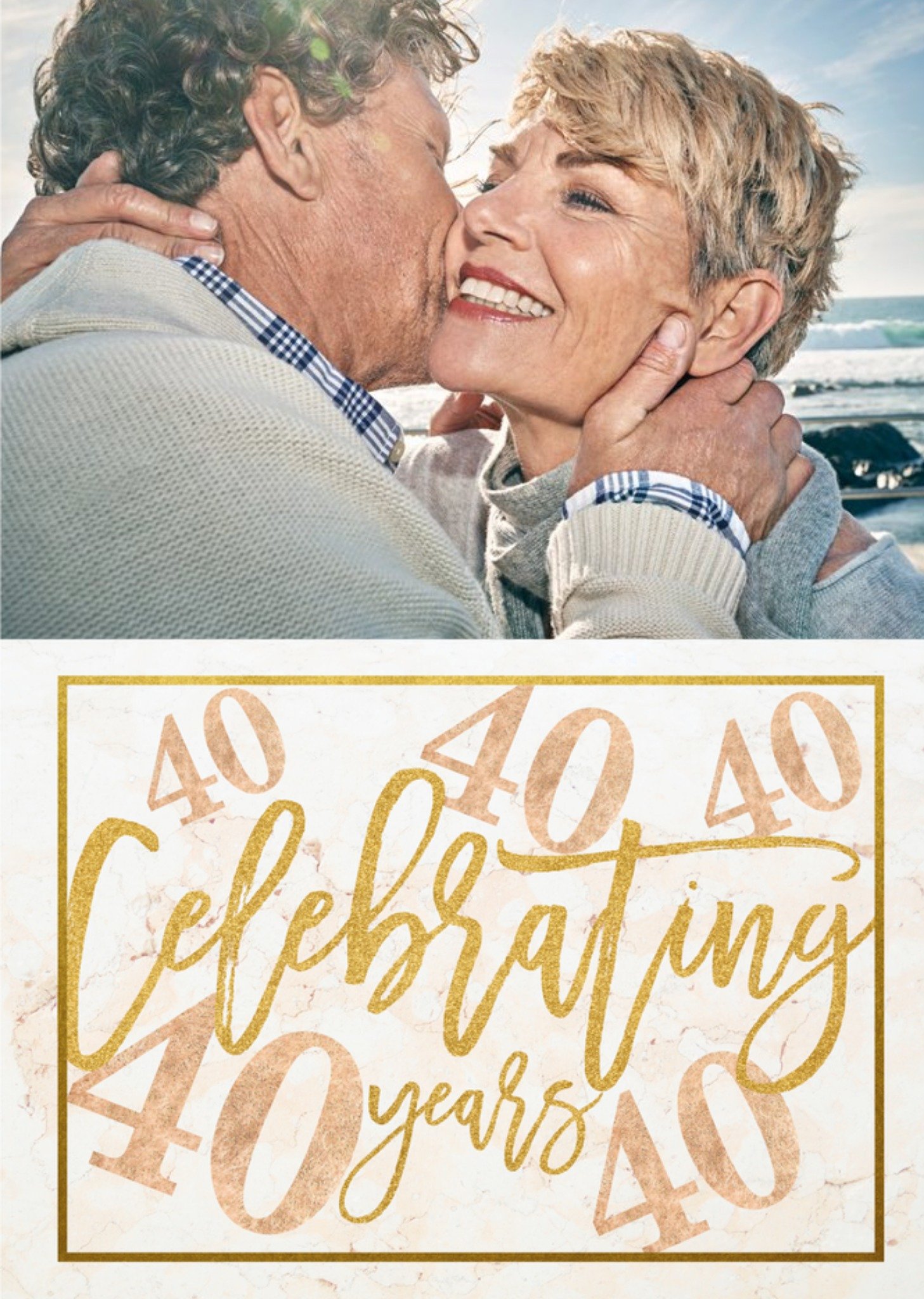 Moonpig Gold Glitter Our 40th Anniversary Photo Upload Card
