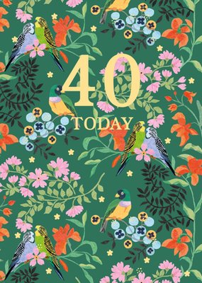 Cath Kidston 40 Today Floral Illustrated Birthday Card