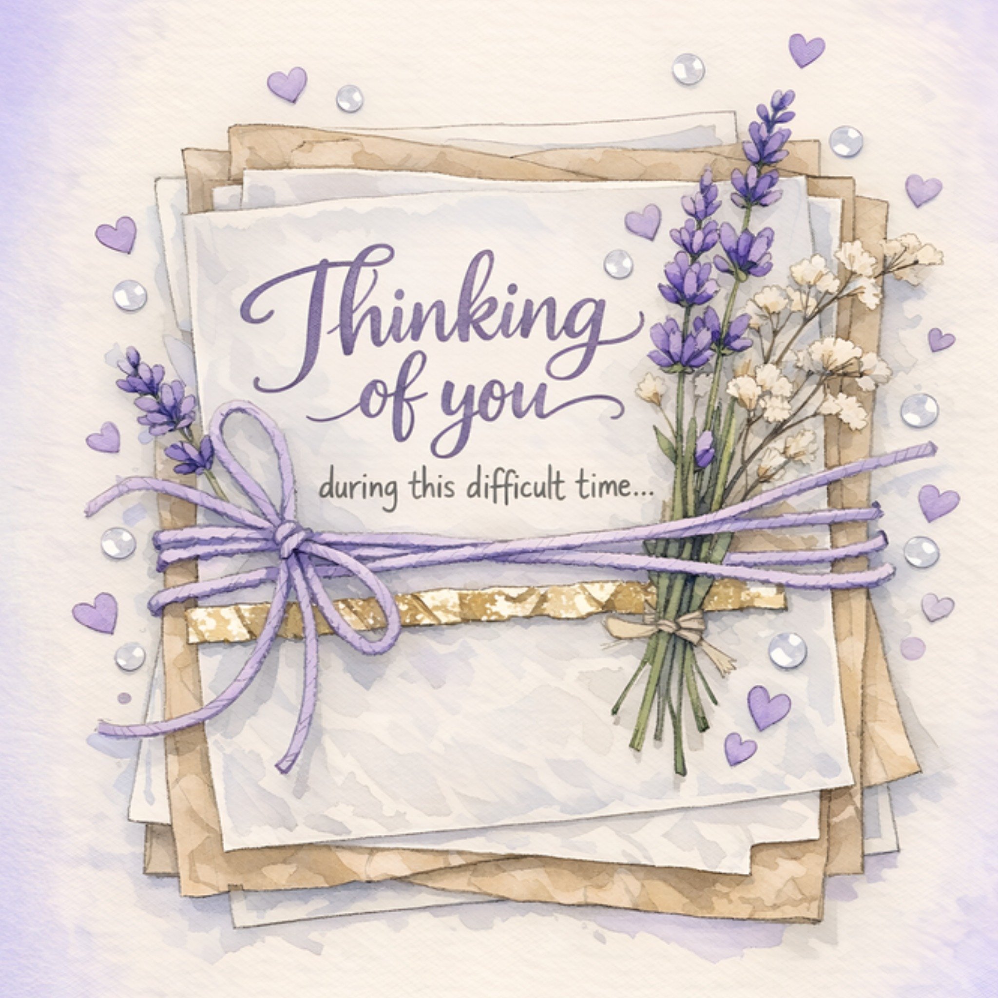 Moonpig Watercolour Hand Crafted Notes And Lavender Sympathy Card