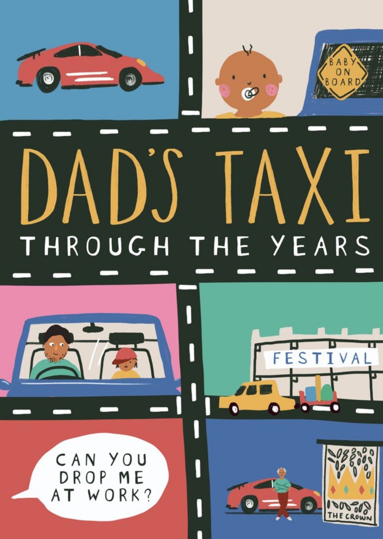 Moonpig Double Take Colourful Illustration Funny Father's Day Card