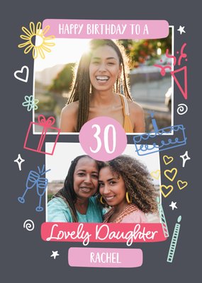 30th Lovely Daughter Birthday Photo Upload Card