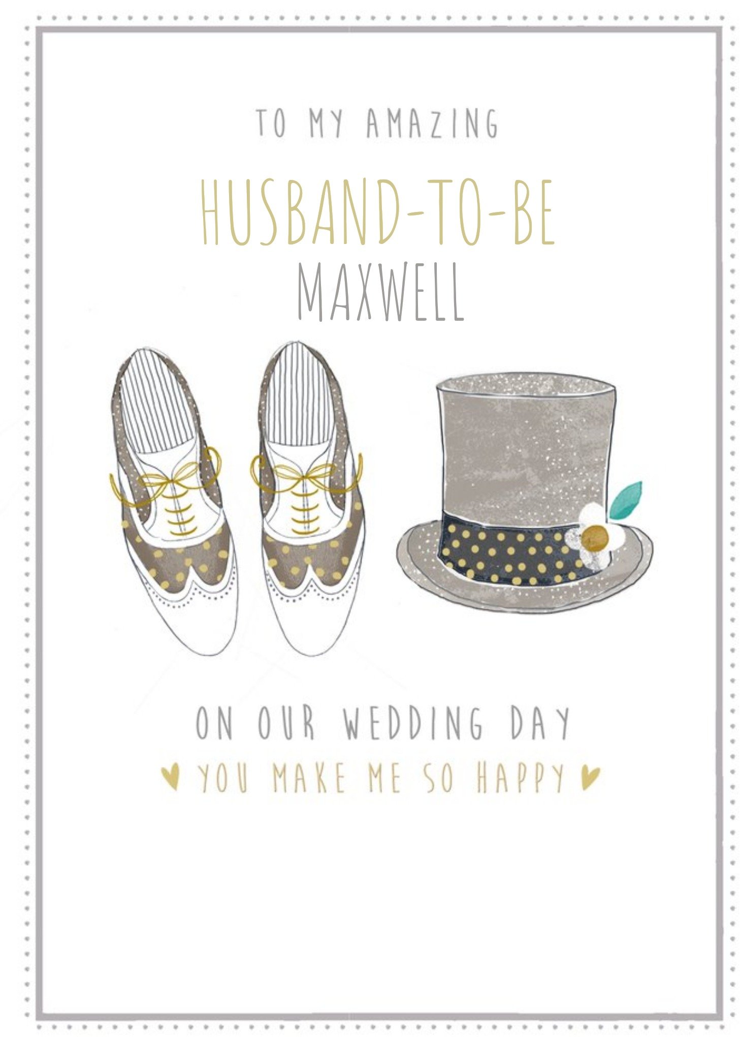 Moonpig Hotchpotch Illustrated Top Hat And Shoes Customisable On Our Wedding Day Card