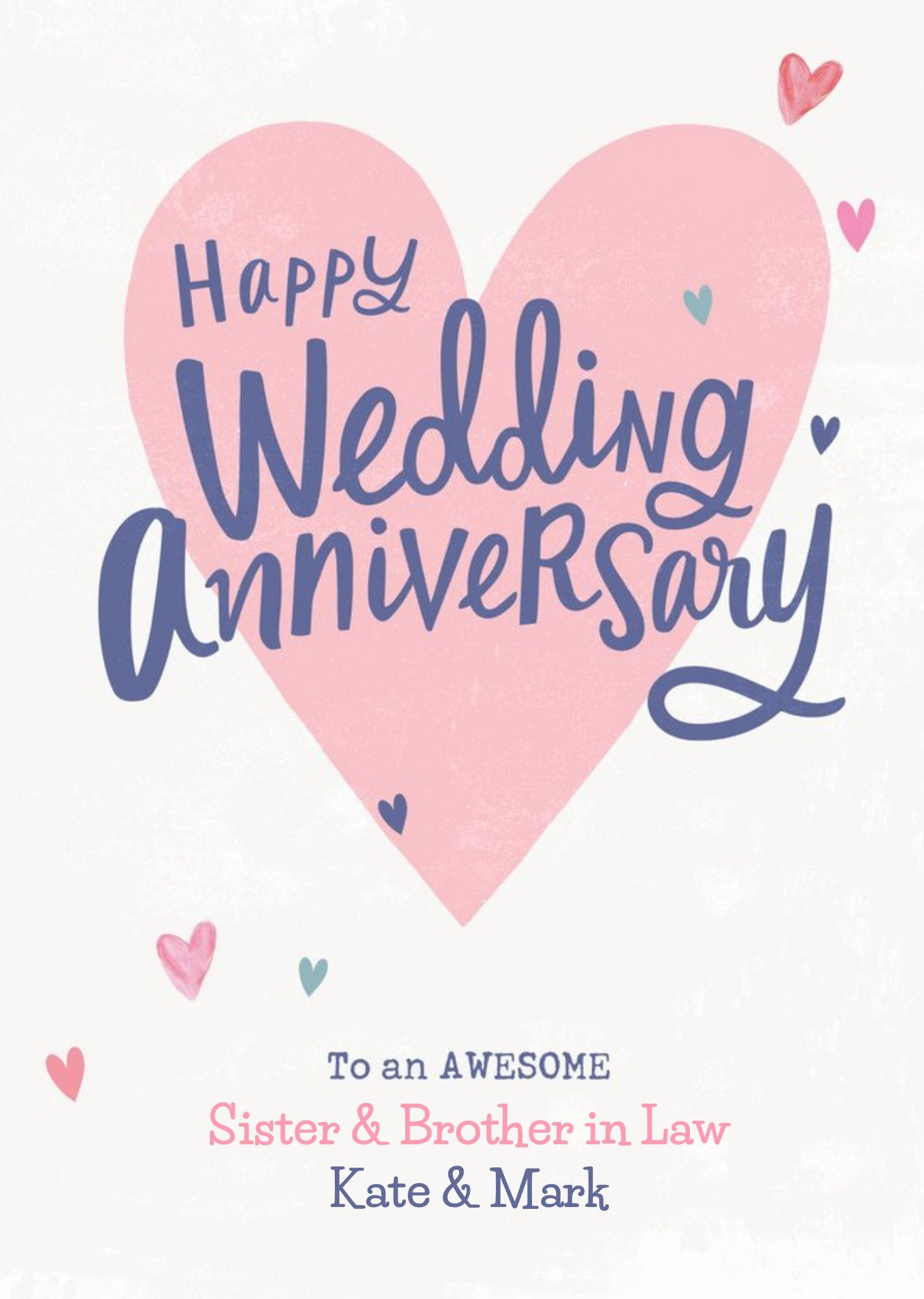 Moonpig Fancy Typography Over A Pink Heart Shape On A White Background Wedding Anniversary Card